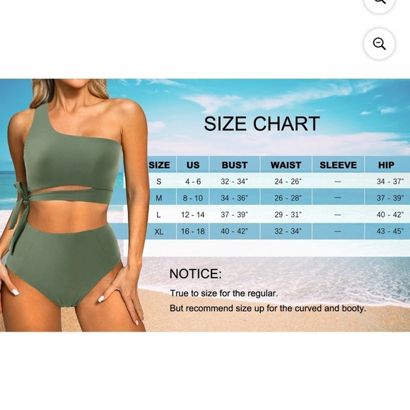 Moshu Green Asymmetrical One-Shoulder Bikini size medium. - Picture 3 of 11